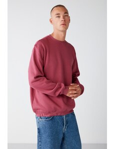 GRIMELANGE Travis Men's Soft Fabric Regular Fit Round Collar Cherry Color Sweatshir