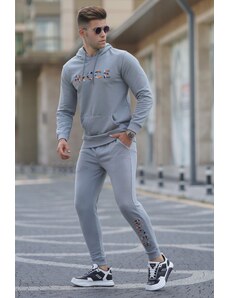 Madmext Dyed Gray Printed Men's Tracksuit 5298