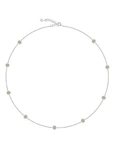 4U Stříbrný náhrdelník kolečka s bílým opálem