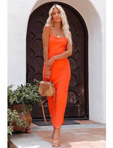 Madmext Orange Strappy Long Dress