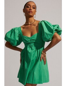 Madmext Green Heart Collar Balloon Sleeve Women's Dress