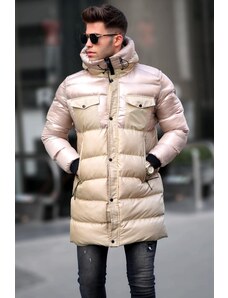 Madmext Beige Pocket Detailed Hooded Puffy Coat 5742