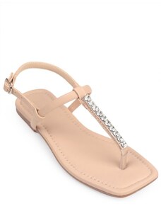 Capone Outfitters Capone Binoculars Nude Women's Sandals with an Ankle Band Flat Heel.