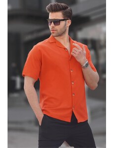 Madmext Men's Orange Basic Short Sleeve Shirt 5598