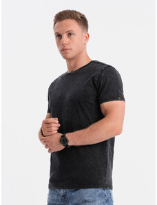 Ombre Clothing Pánské tričko s efektem ACID WASH - černé V1 S1638