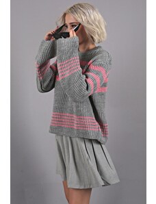 Madmext Gray Striped Knitwear Sweater