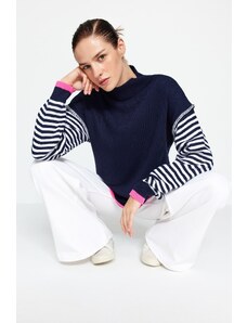 Pletený svetr Trendyol Navy Color Block