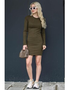 Madmext Khaki Bodycon Corduroy Mini Dress