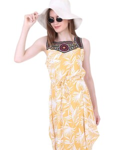 Bigdart 1512 Embroidered Front Dress - Yellow