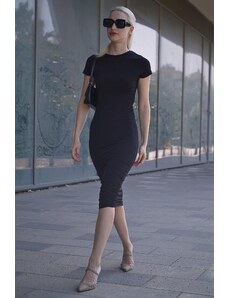 Madmext Black Basic Half Turtleneck Long Dress