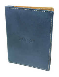 Kožené pouzdro na doklady a pas modré-barevné