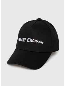 Bavlněná baseballová čepice Armani Exchange černá barva, s potiskem