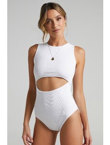 Madmext White Ripped Detailed Basic Bodysuit