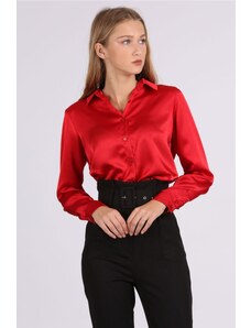 Bigdart 3964 Lightly Flowy Satin Shirt - Claret Red