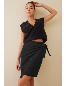 Madmext Women's Black Basic Tied Fabric Skirt