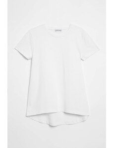 GRIMELANGE Samantha Women's Crew Neck 100% Cotton White T-shir