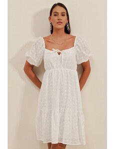 Bigdart 2392 Scalloped Dress - White
