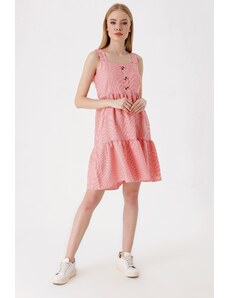 Letní šaty Bigdart 2385 Square Neck - růžové