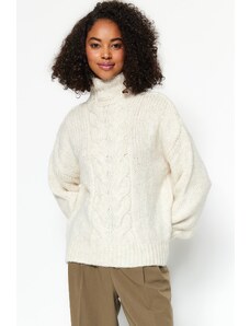 Trendyol béžový pletený svetr s detailem pleteniny