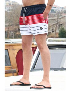 Madmext Black Striped Men's Marine Shorts 6362