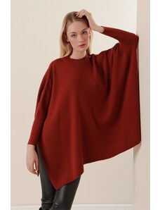 Bigdart 15783 Slit Poncho Sweater - Tile