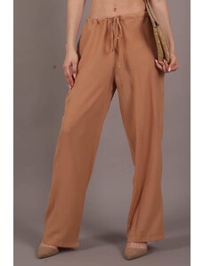Madmext Camel Crinkle Fabric Basic Women's Beach Pants