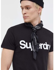 Bavlněné tričko Superdry černá barva, s potiskem