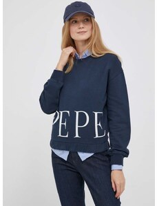 Bavlněná mikina Pepe Jeans Victoria dámská, tmavomodrá barva, s potiskem