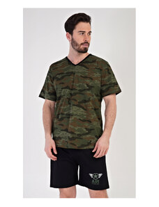 Gazzaz Pánské pyžamo šortky Air forces, barva khaki, 100% bavlna