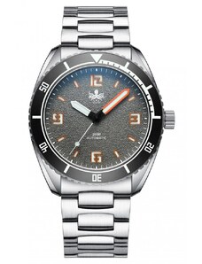 Stříbrné pánské hodinky Phoibos Watches s ocelovým páskem Reef Master 200M - Fossil Gray Automatic 42MM