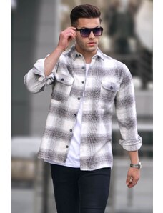 Madmext Ecru Plaid Lumberjack Shirt 5563