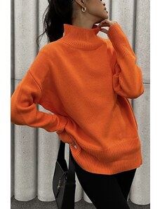 Madmext Mad Girls Orange Turtleneck Sweater