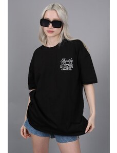 Madmext Black Printed Oversized T-Shirt