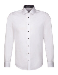 Seidensticker Nežehlivá bílá popelínová košile Slim Fit s límečkem Kent