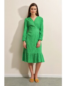 Bigdart 2371 Ruffle Woven Dress - Green