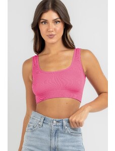 Madmext Pink Strappy Basic Crop Top Blouse