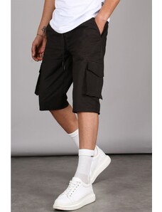 Madmext Black Men's Basic Cargo Pocket Capri Shorts 5473