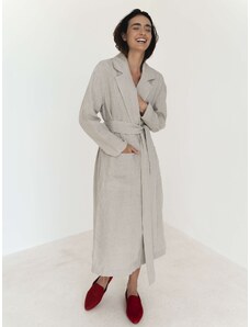 Luciee Relaxed-fit Linen Trench Coat In Brown