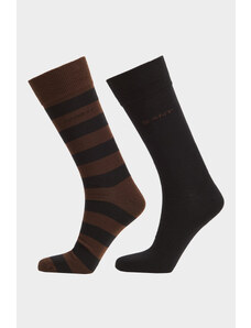 PONOŽKY GANT BARSTRIPE AND SOLID SOCKS 2-PACK hnědá 40/42