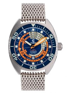 Ocean Crawler Watches Stříbrné pánské hodinky Oceancrawler Watches s ocelovým páskem Decompression Timer - Blue Automatic 44MM