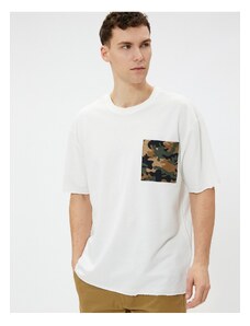 Koton Oversize T-shirt with Short Sleeves, Crew Neck Pocket Detailed, Cotton.