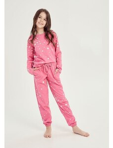 Taro Zateplené dívčí pyžamo Erika růžové pro starší děti