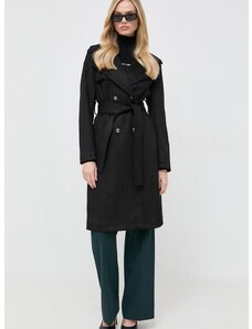 Kabát Guess dámský, černá barva, přechodný, dvouřadový