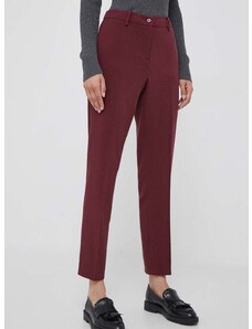 Kalhoty Dkny dámské, vínová barva, jednoduché, high waist