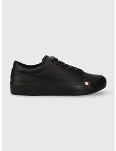 Kožené sneakers boty Tommy Hilfiger MODERN VULC LTH LOW WL černá barva, FM0FM04819