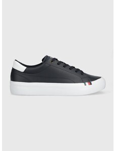 Kožené sneakers boty Tommy Hilfiger MODERN VULC LTH LOW WL tmavomodrá barva, FM0FM04819