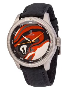 Ocean Crawler Watches Stříbrné pánské hodinky Oceancrawler Watches s kevlarovým páskem Champion Diver Fordite Type B - Automatic 44MM