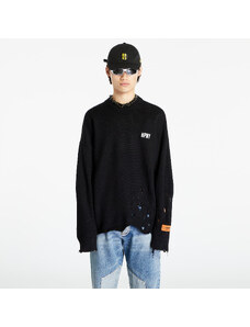 Pánský svetr HERON PRESTON Shredded Knit Crewneck Black/ White