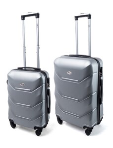 Rogal Stříbrná sada 2 luxusních skořepinových kufrů "Luxury" - vel. M, L