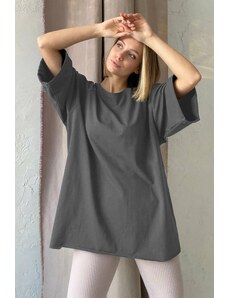 Madmext Anthracite Oversize Basic Women's T-Shirt